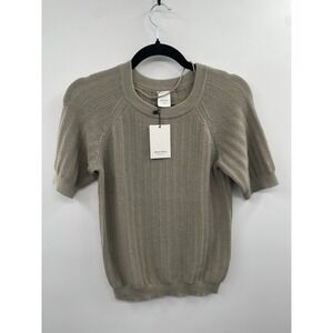 NWT Frey By Short Story Sweater Women's XS Stone 100%Polyester Short Sleeve Cozy